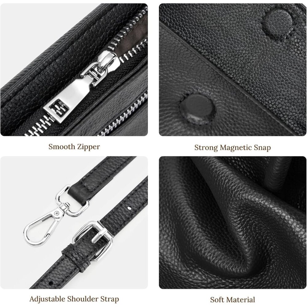 S-ZONE Leather Crossbody Bags for Women RFID Small Purse - Picture 6 of 8